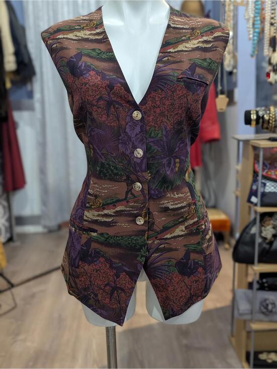 Jackets & Blazers - Vintage Anne Pinkerton Tribal Landscape Print Vest